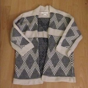 New knit sweater cardigan black white tribal coat